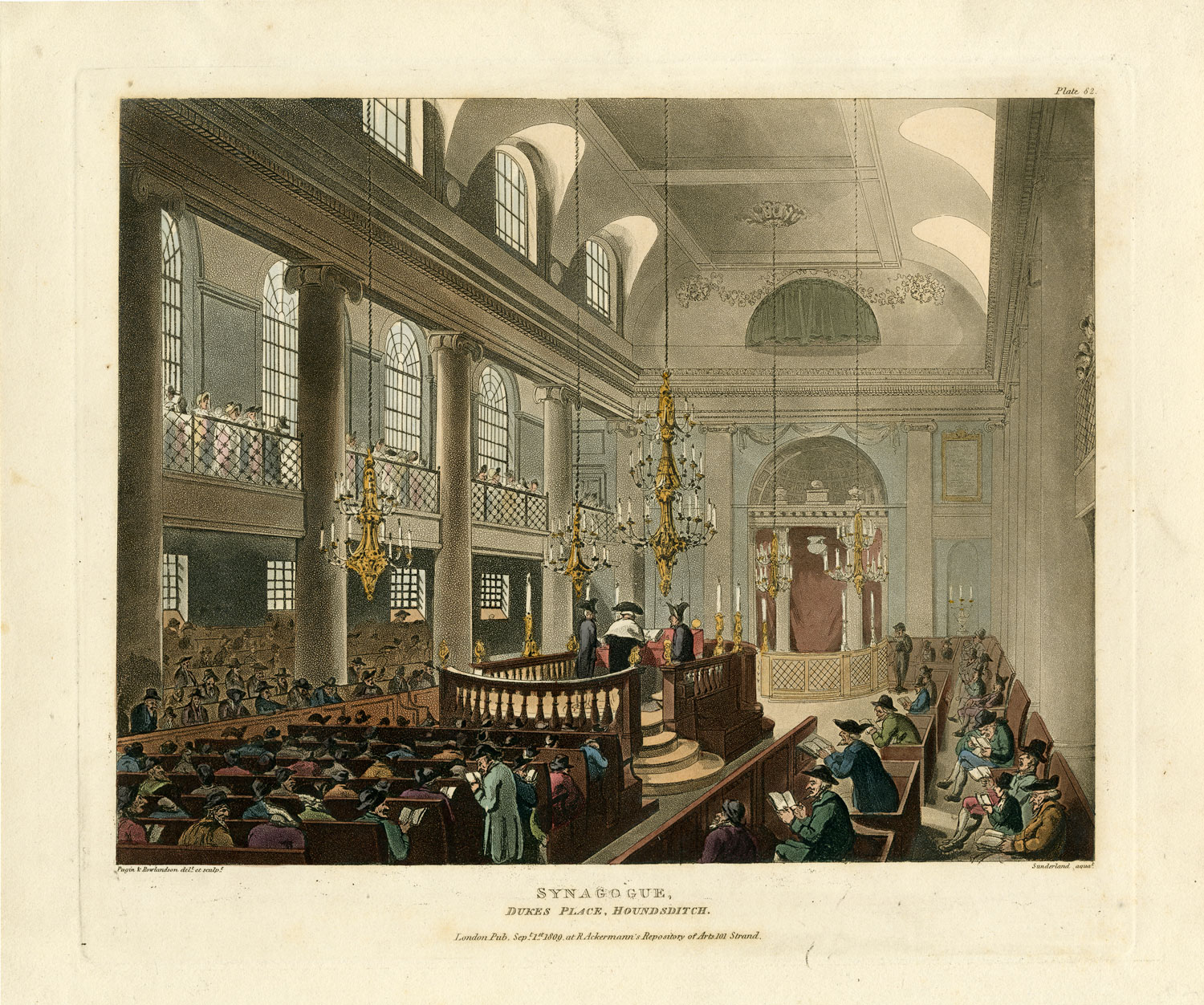 Aquatint, Interior of the Great Synagogue, Dukes Place