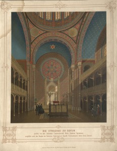 Color lithograph, Glockengasse Synagogue in Cologne