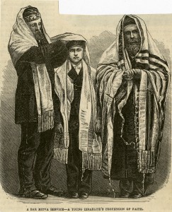 Line art illustration of traditional bar mitzvah